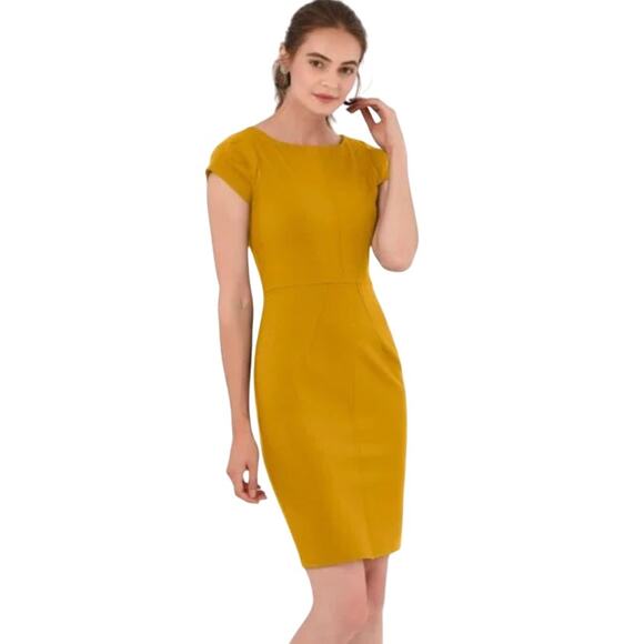 NEW Closet London Yellow Pleated Sleeve Pencil Sheath Dress Size Medium NWT! - Picture 12 of 12